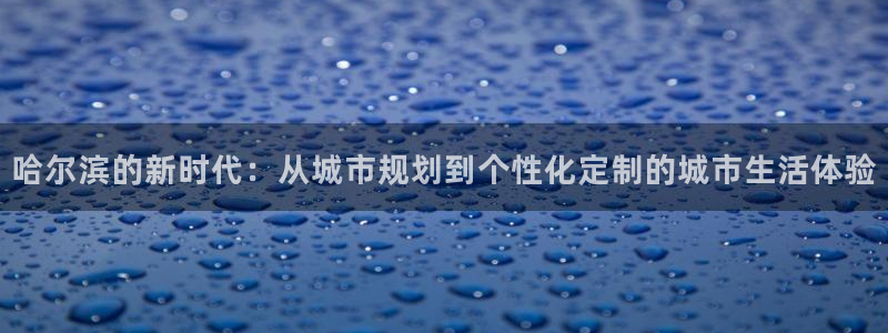 和记游戏官网：哈尔滨的新时代：从城市规划到个性化定制的城市生