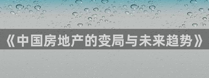 和记电讯官网：《中国房地产的变局与未来趋势》